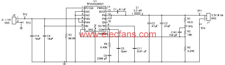 TPS54620應用電路及解決方案原理圖 www.asorrir.com