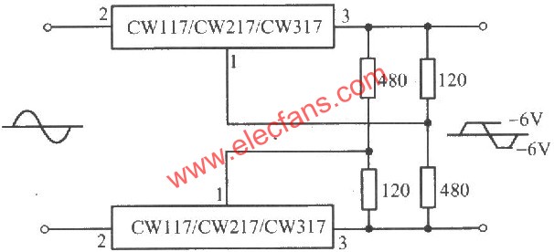 CW117/CW217/CW317構成的交流峰值削波電路圖 www.asorrir.com