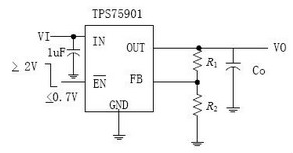 TPS75901電壓調節器典型應用電路