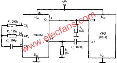 由CD4060組成的看門狗電路  www.asorrir.com