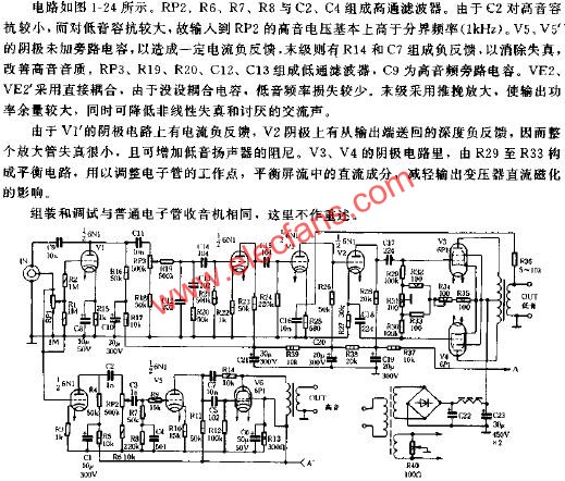 寬頻帶電子管擴音機電路原理圖  www.asorrir.com