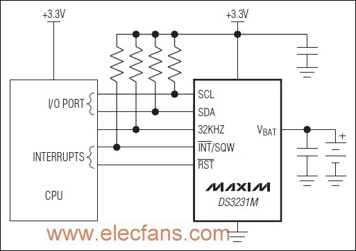 DS3231M參考應用電路 www.asorrir.com