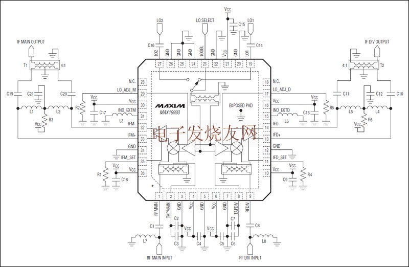 MAX19993雙通道、下變頻混頻器 www.asorrir.com