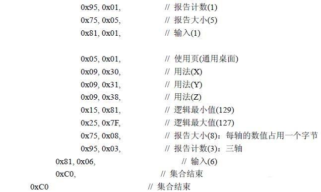 HID 類設(shè)備的報告描述符