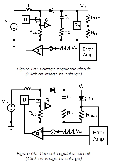 圖1: (a)電壓調節電路；(b)電流調節電路。