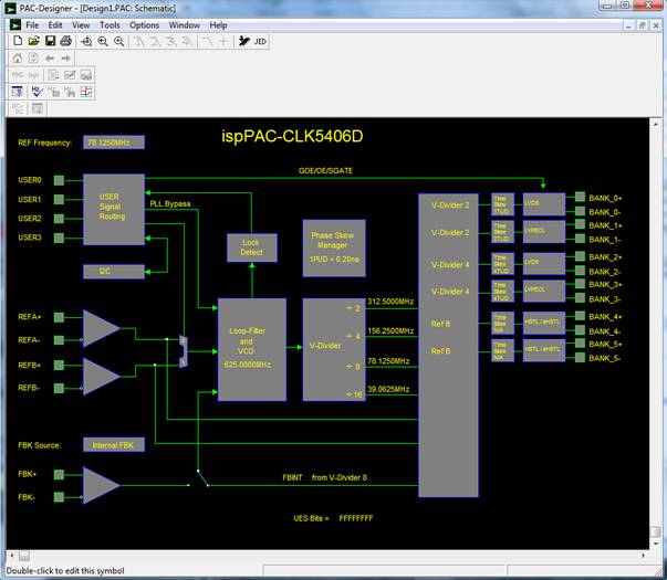 圖2：PAC-Designer 5.2中顯示的萊迪思ispClock5406D框圖。
