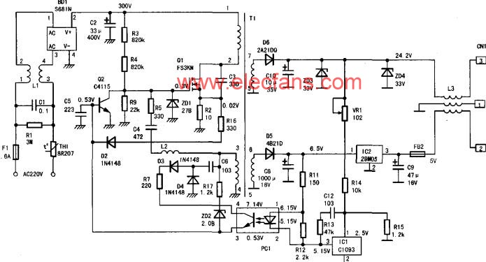 佳能S100SP打印機(jī)開關(guān)電源原理分析 http://www.asorrir.com