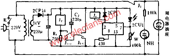 JEC-2組成光照式遙控開關電路圖 www.asorrir.com
