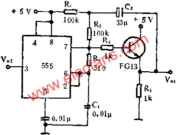 時基集成電路組成鋸齒波發(fā)生器電路圖  www.asorrir.com