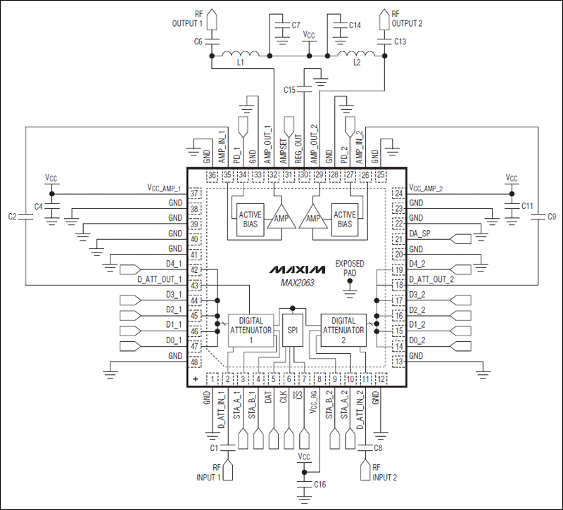MAX2063：典型應用電路