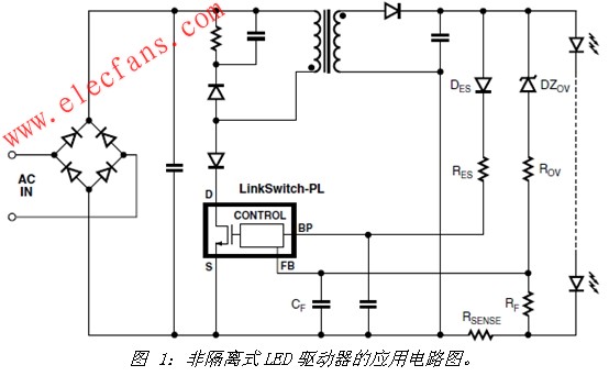 非隔離式可調光LED驅動器的基本應用電路圖