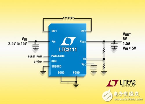 1.5A、15V 同步降壓-升壓型 DC/DC 轉換器提供延長的電池運行時間