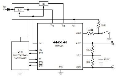 MAX13041：具有±80V故障保護(hù)，休眠模式CAN收發(fā)器