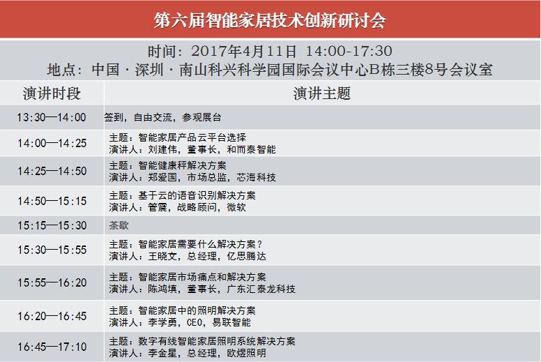 第六屆智能家庭技術(shù)創(chuàng)新研討會