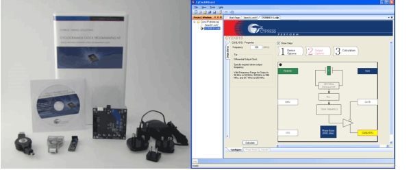 圖2.  賽普拉斯半導體公司的CyClockWizard和CY3675-CLKMAKER編程器（電子系統設計）