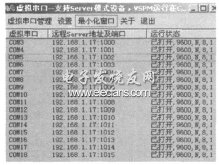圖5　網(wǎng)口虛擬擴展16個串口界面
