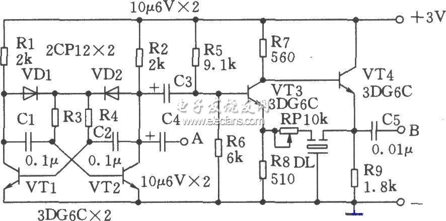陶瓷濾波器制成的中頻信號發生器原理圖