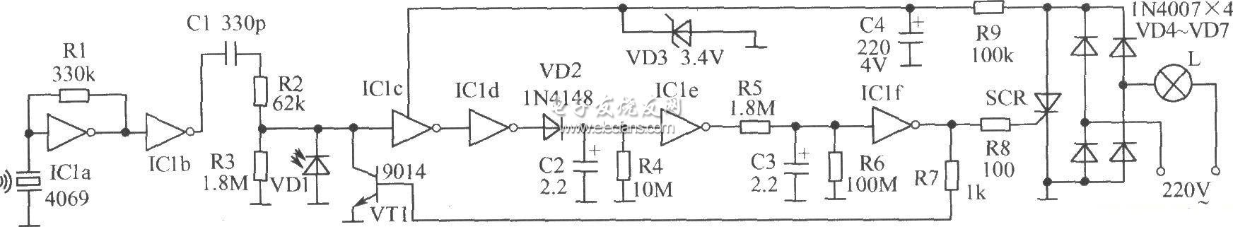 白熾燈中的光控開關電路