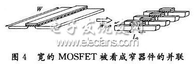 寬的MOSFET被看成窄器件的關聯(lián)