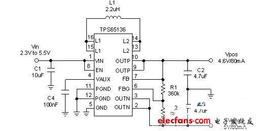 支持雙重輸入的 TPS65136 降壓升壓轉換器拓樸