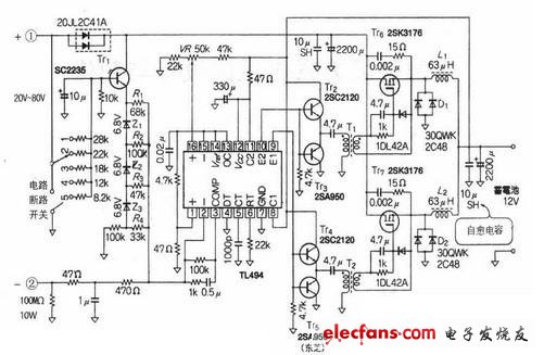 輸出200W風力發(fā)電機充電電路