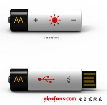 AA USB概念U盤現身 可變身AA電池