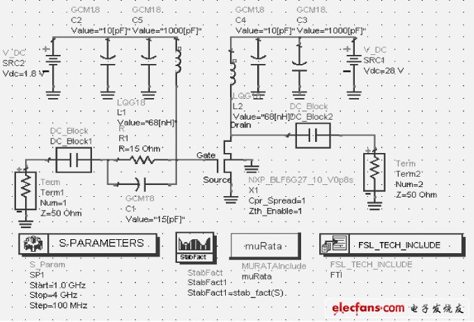 圖4 加入偏置與穩定措施后的電路圖