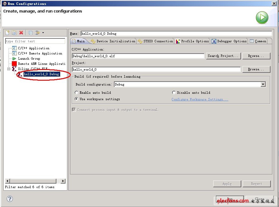右鍵工程hello_world_0，run-》run configuration，打開(kāi)下載配置界面。雙擊Xilinx C/C++ ELF，建立新的下載配置。默認(rèn)即可
