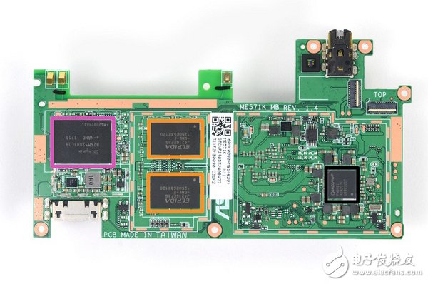 主要元器件大集合，這個是反面，包括爾必達J4216EFBG 512MB內存