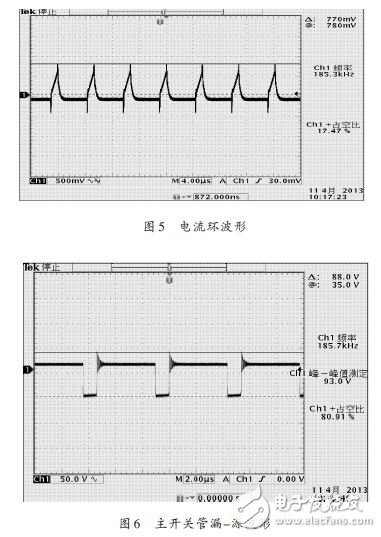 電流環波形以及主開關管漏—源波形