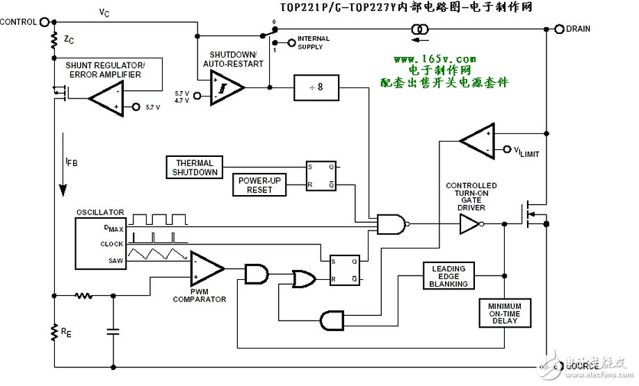 TOP227YN內部電路圖。