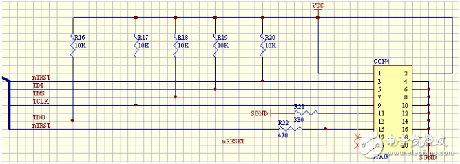 JTAG調(diào)試接口電路圖設(shè)計