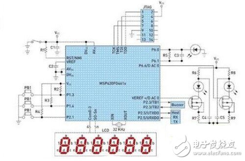 基于MSP430便攜式心率測量系統(tǒng)電路設(shè)計圖