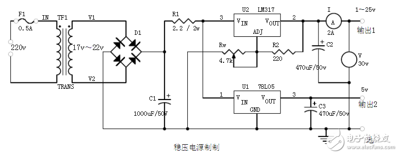 采用LM317的直流穩壓電源模塊電路設計