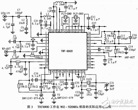 基于TRF6900單片機射頻收發器電路設計