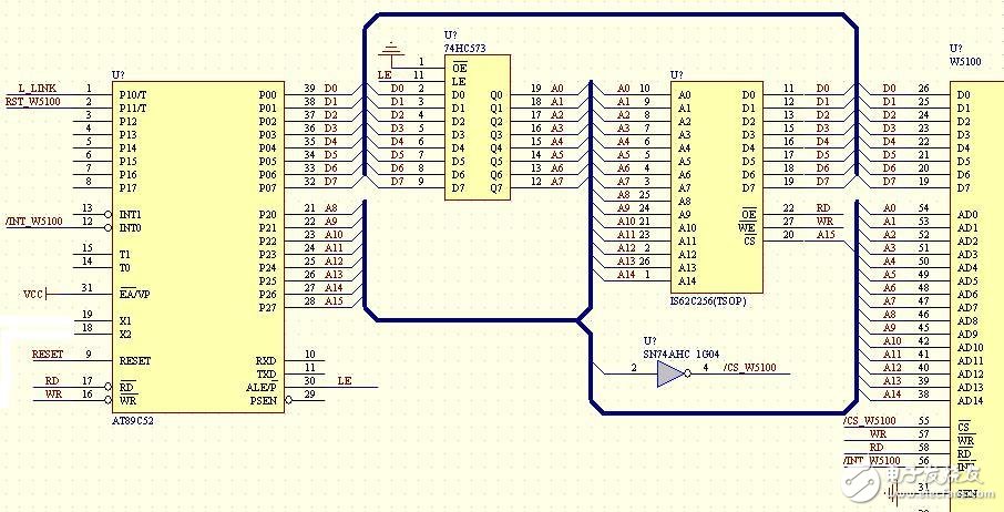 W5100網絡接口電子電路設計圖 —電路圖天天讀（160）