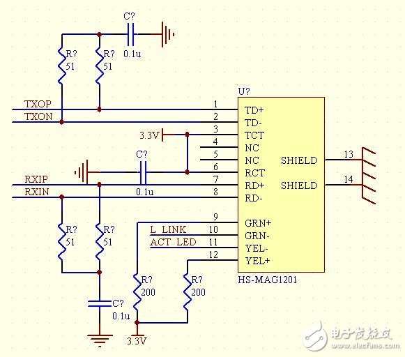 W5100網絡接口電子電路設計圖 —電路圖天天讀（160）