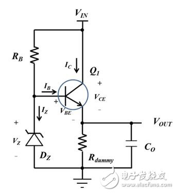 圖3：具有虛擬負(fù)載電阻器的串聯(lián)穩(wěn)壓器
