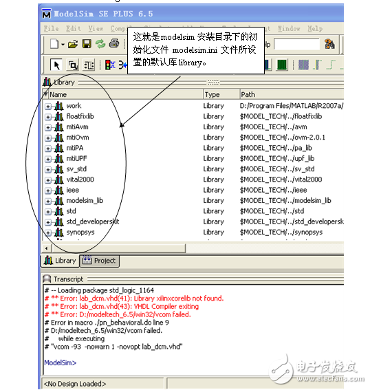 調用Modelsim SE6.5進行仿真工作