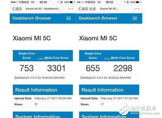 驚現洪荒之力？小米5c跑分出現：八核設計+首發松果處理器