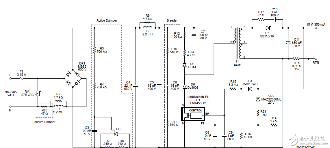 基于LinkSwitch-PL的LED典型可控硅調光設計案例
