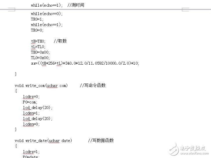超聲波測(cè)距液晶顯示程序