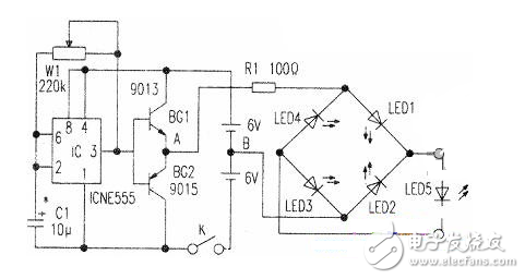 其工作過程是，首先在交流的負半周時交流電源經D1對C1充電，接著在正半周時交流電源與C1上的電壓相加經D2對電容器C2充電，充得的電壓是電容器C1充電電壓的兩倍。接下來在負半周時，除了電源經Dl對電容器C1充電之外，交流電源還與C2上的電壓疊加經D3對C3、C1充電，C3上的充電電壓是C1上的兩倍。在正半周時交流電源與C1上的電壓疊加，除了經D2對電容器C2充電之外，還與C1、C3上的電壓疊加經D4對電容器C4和C2充電，C4上充得的電壓是電容器C1上電壓的兩倍。