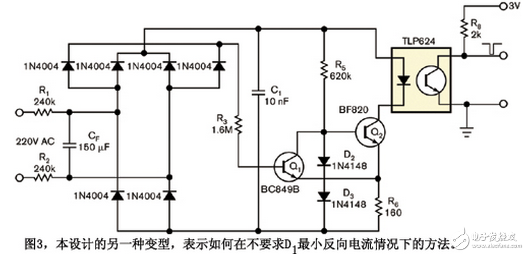 在幾乎所有交流周期內，除接近零交越點以外，Q1都是on，而Q2為off。因此，接近零交越點時，施密特觸發(fā)器Q1與Q2的狀態(tài)翻轉，Q2使電容C1恒流放電，因為由Q2、D2、D3、R5和R6構成的電路將電流穩(wěn)定在I = （2 × VD - VBE2） / R6，其中VD是在D2或D3上的壓降，而VBE2為Q2的基射電壓。