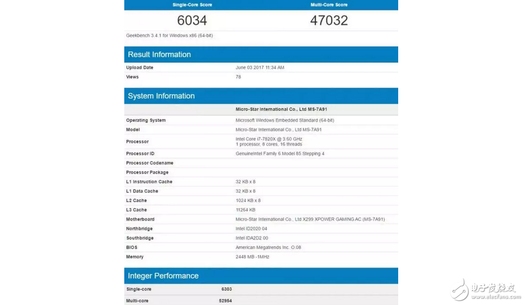 英特爾Skylake X處理器現(xiàn)身跑分庫(kù)：對(duì)比AMD Ryzen處理器結(jié)果有點(diǎn)
