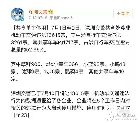 13615人被停用共享單車一周 深圳發布開單車禁騎令