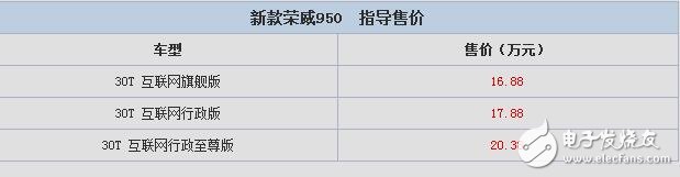 榮威950怎么樣？互聯網汽車智能系統,多功能冷藏手套,售價區間為16.88-20.38萬元