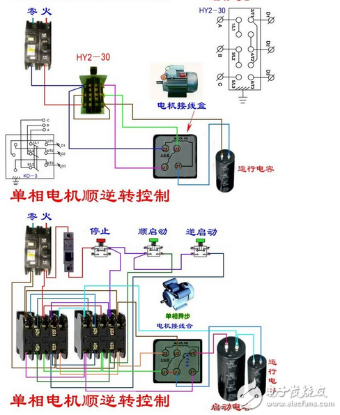 單相電機接線圖實物圖_單相電機正反轉接線圖_單相電機繞組接線圖