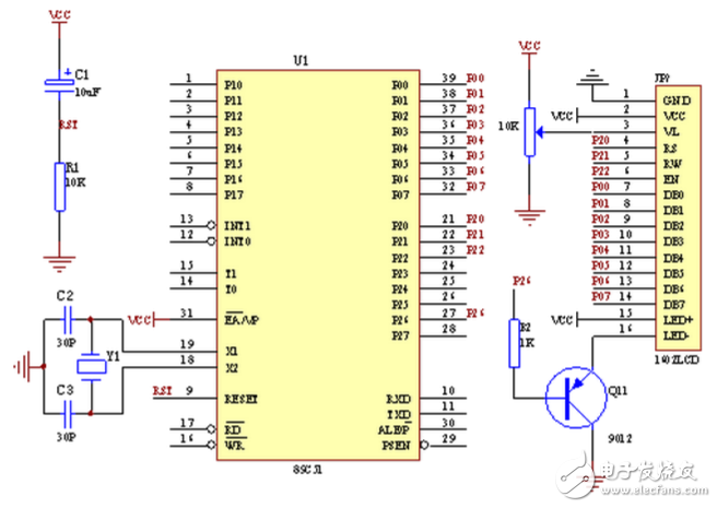 lcd1602中文資料分享：lcd1602接線圖_lcd1602與單片機連接圖