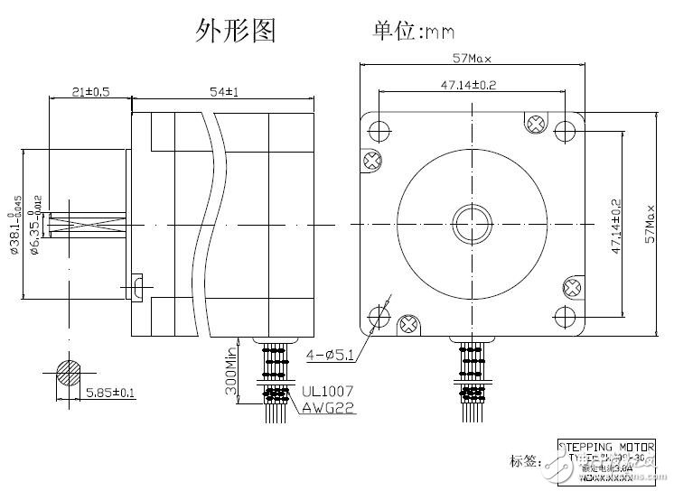 基于57HM09-30的參數及結構圖